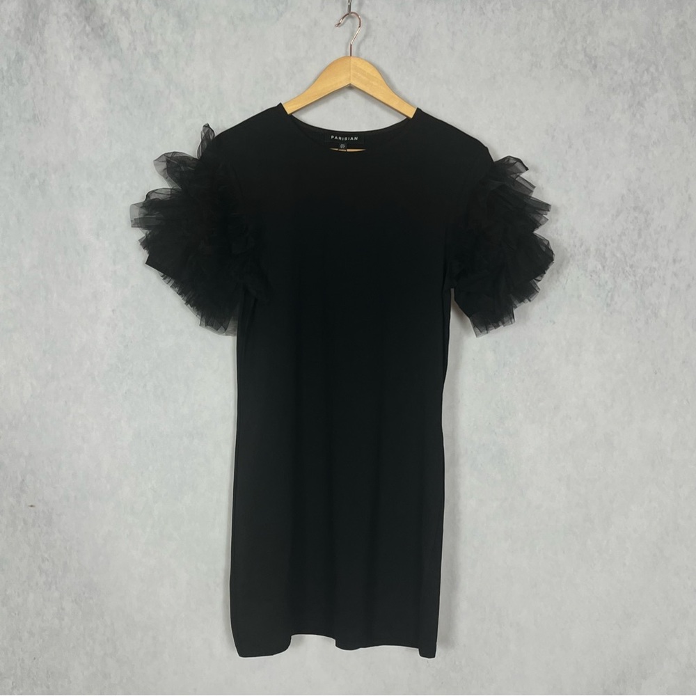 NWT black shirt dress with poof tulle design - Picture 2 of 4